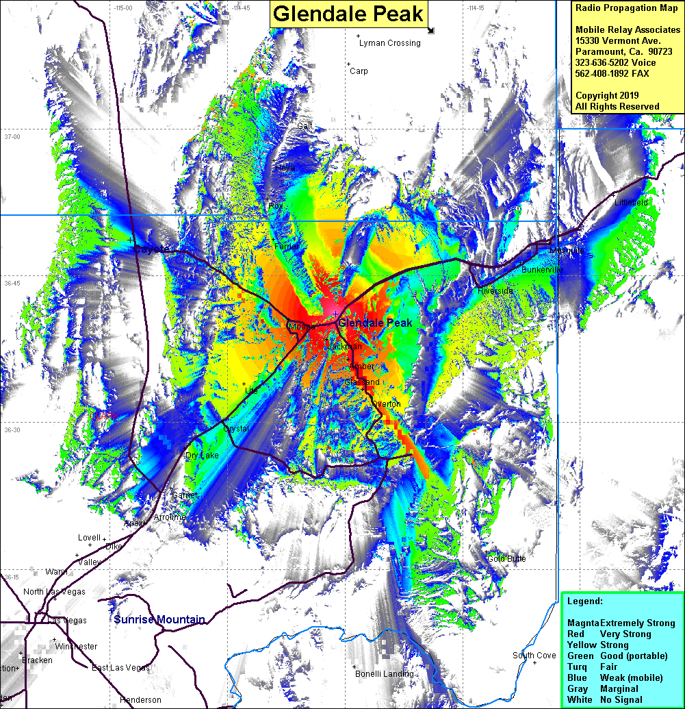 heat map radio coverage Glendale Peak